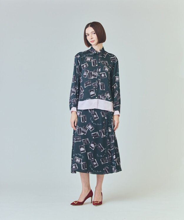 GRACE CONTINENTAL トランププリントブラウス ブラック