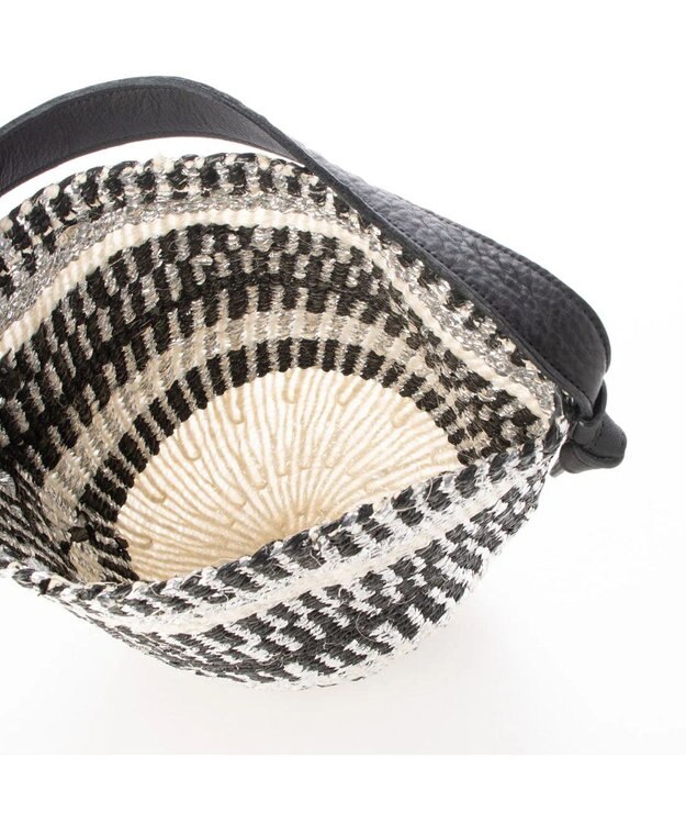 UNBILLION perche プラスティックサイザル×姫路レザー手提げトートバッグ ブラック