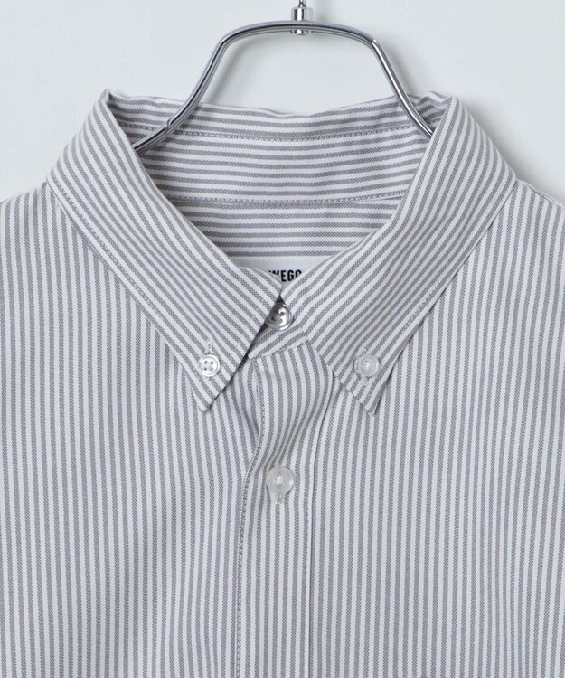 WEGO イージーケアオックスフォードシャツ グレーストライプ