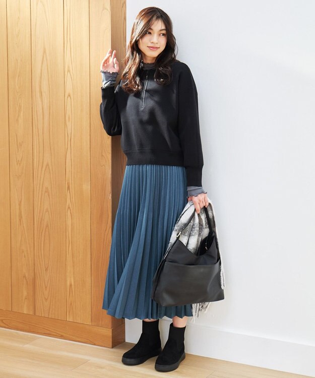 ANY ミラノリブジップニット ブラック