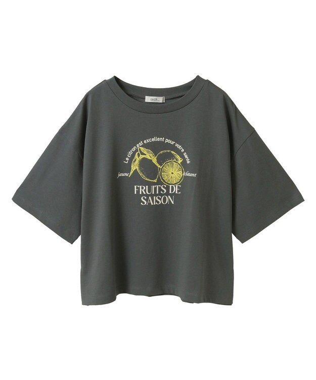 earth music&ecology 【接触冷感/洗濯機可】ＦＲＵＩＴＳ　ＤＥ　ＳＡＩＳＯＮショートＴ Charcoal Gray