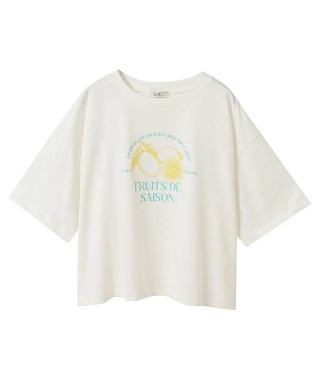 earth music&ecology 【接触冷感/洗濯機可】ＦＲＵＩＴＳ　ＤＥ　ＳＡＩＳＯＮショートＴ Off White