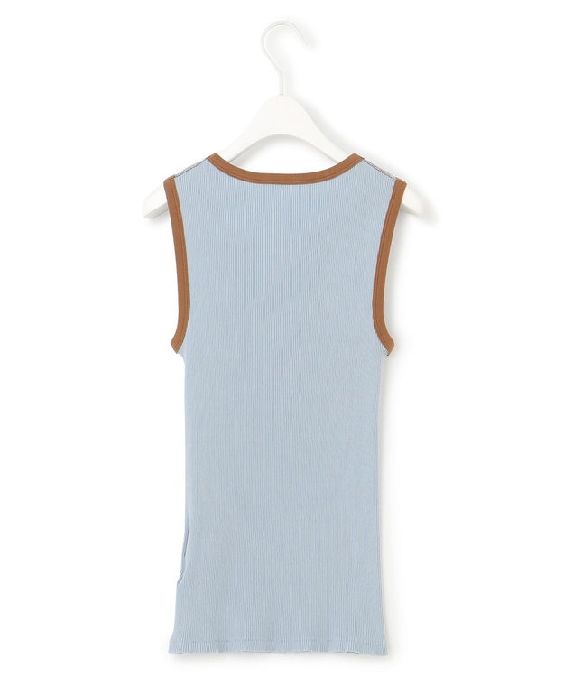 ICB 【洗える】オーガニックリブタンク カットソー サックスグレー×ブラウン系7