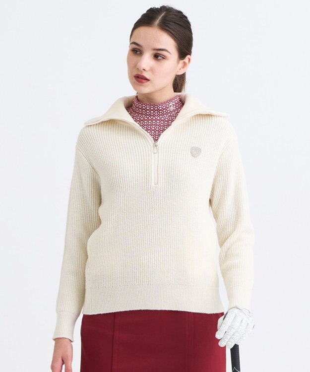 23区GOLF 【WOMEN】ウイングカラーニット ホワイト系