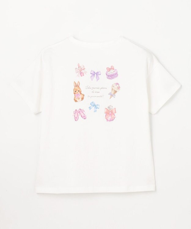 ANY KIDS 【綿100%】バックプリント オーバーサイズTシャツ オフホワイト×ウサギ