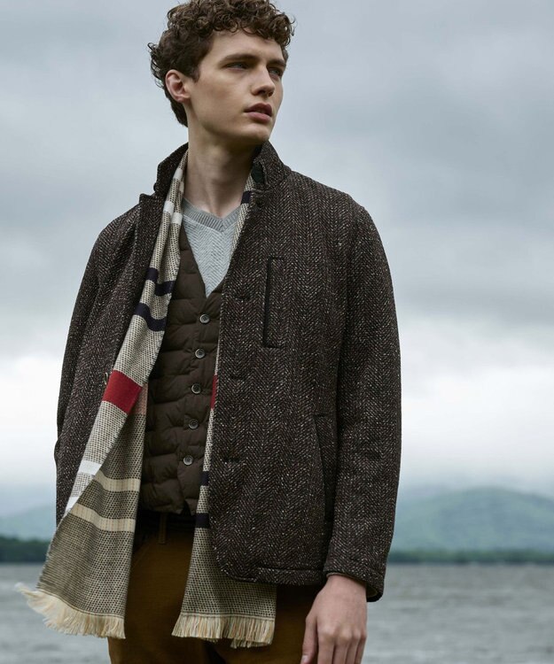 JOSEPH ABBOUD 【洗える】ツィーディーフリース ブルゾン ブラウン系