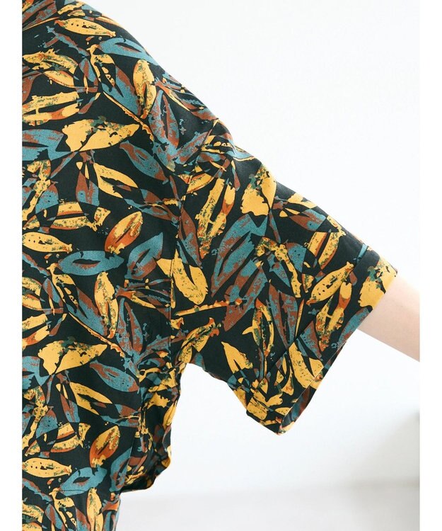 CRAFT STANDARD BOUTIQUE レーヨン柄プリントワイドシャツ Mustard