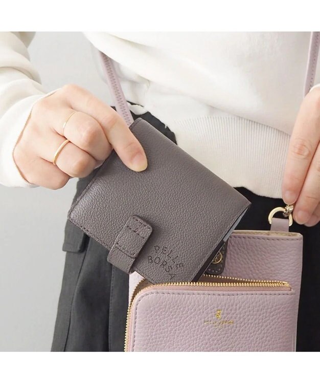 PELLE BORSA 二つ折りミニ財布 Very Goods ベリーグッズ 7202 グレー