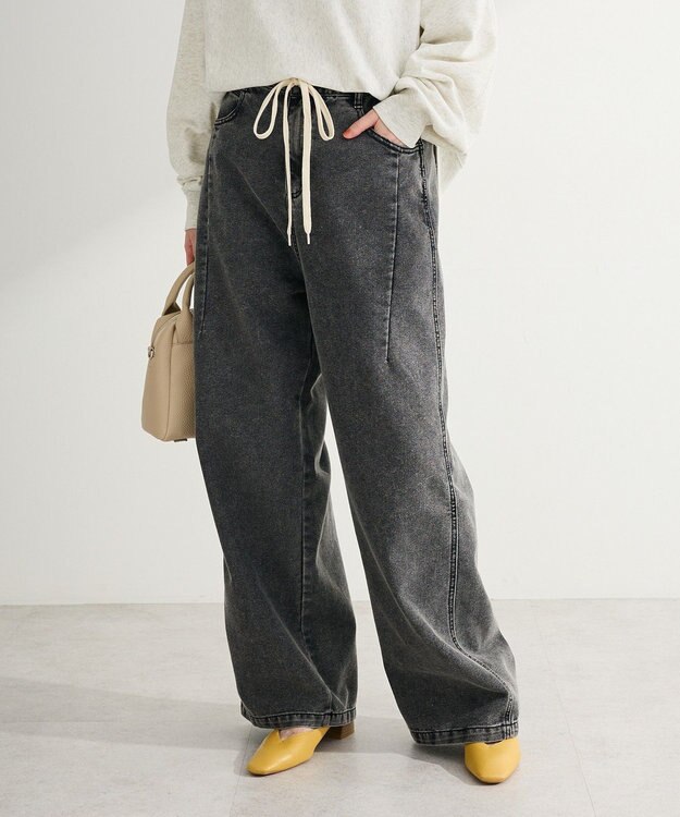 Green Parks コクーンシルエットデニムパンツ Black