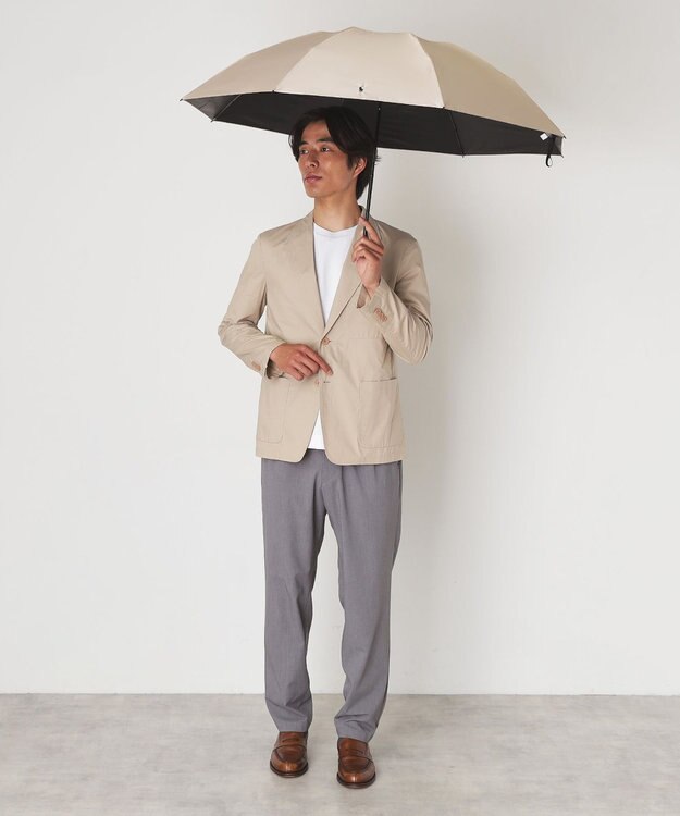 MOONBAT 【軽量/大きめ】POLO RALPH LAUREN 遮光 晴雨兼用 折りたたみ日傘 ワンポイント ポロポニー 60cm ベージュ
