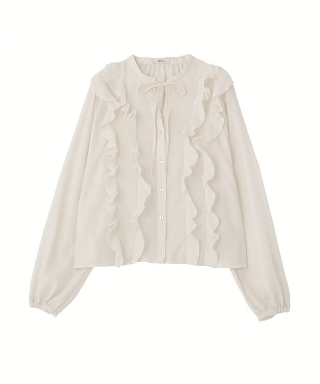 earth music&ecology フリルリボンブラウス Off White