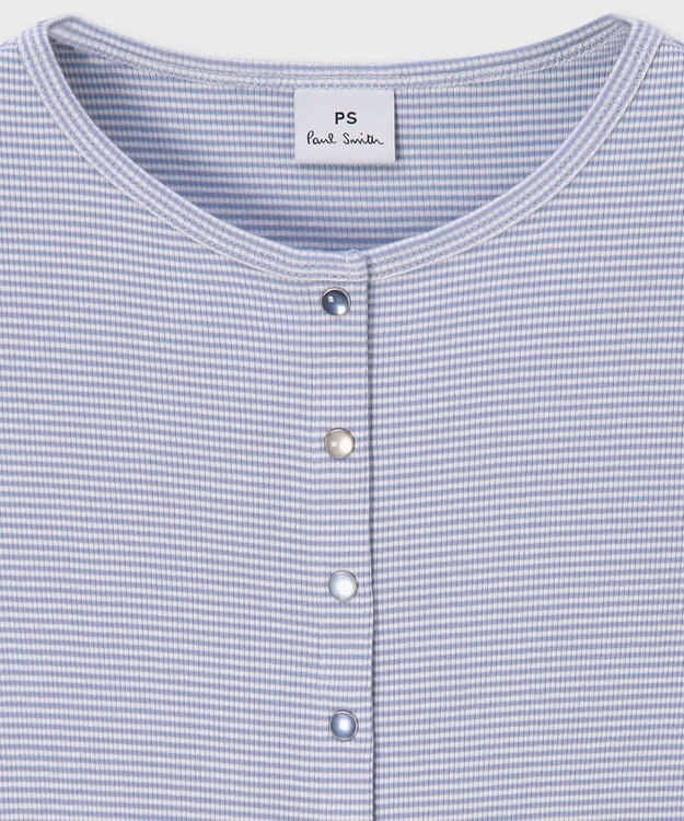 Paul Smith ボーダー ハーフスリーブ カーディガン グレイッシュブルー