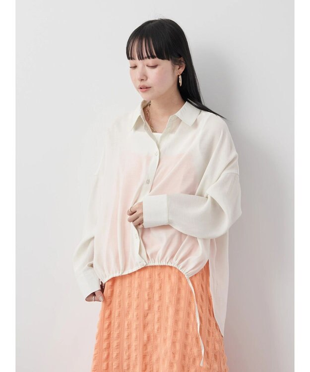 earth music&ecology ドロスト羽織シャツ Ivory