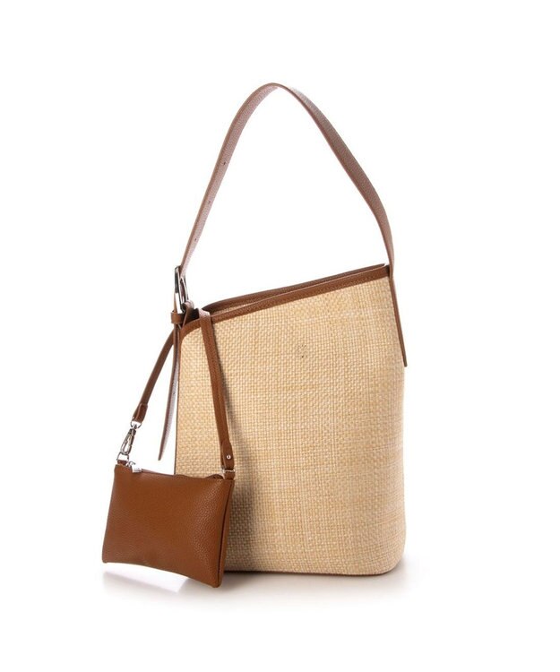 UNBILLION カシュカシュ cachecache / 雑材風アシンメトリートート キャメル