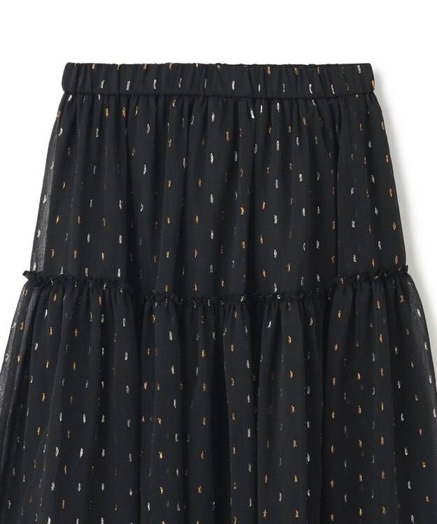 UNFILO ラメリンクルシフォン スカート ブラック