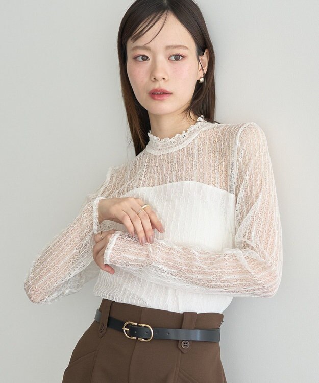 earth music&ecology レースドッキングプルオーバー Off White