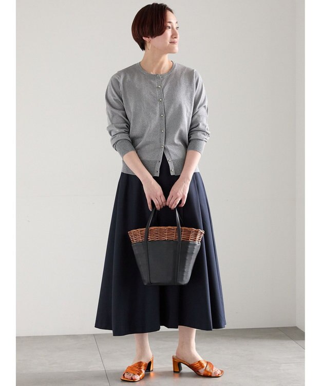 Te chichi 14G綿ポリクルーカーディガン グレー