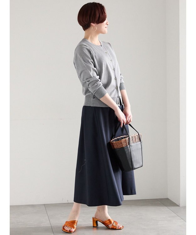 Te chichi 14G綿ポリクルーカーディガン グレー