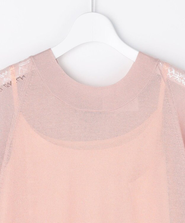自由区 【カトリエムブーケ】Un pull en dentelle シアーニットワンピース ライトピンク