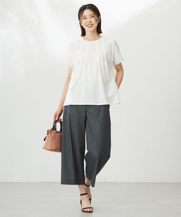 J.PRESS LADIES S 【洗える】ソフトシャンブレー クロップド パンツ グレー系