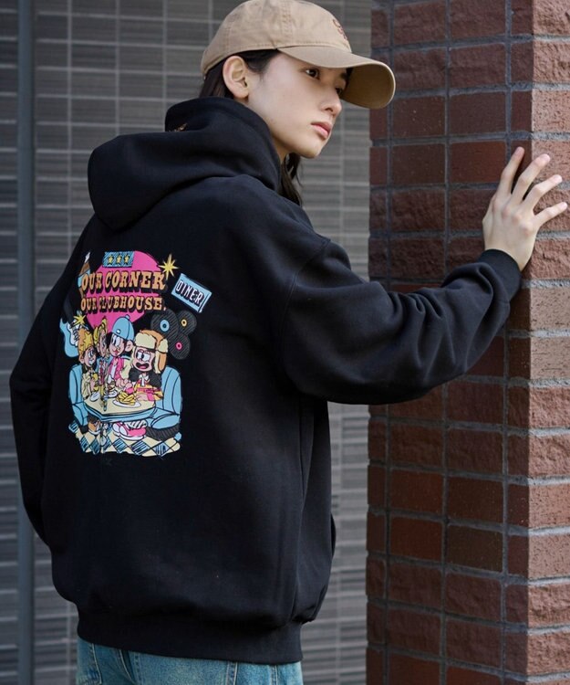 WEGO 【ユニセックス着用ITEM】別注NEWJACKグラフィックプルパーカー ブラック