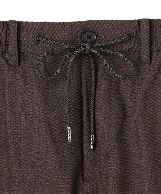 JOSEPH HOMME 新素材【ストレッチ/ウエストゴム仕様】ウール混キャリーマンストレッチ ドロスト付ストレートパンツ / HOVE ダークブラウン系