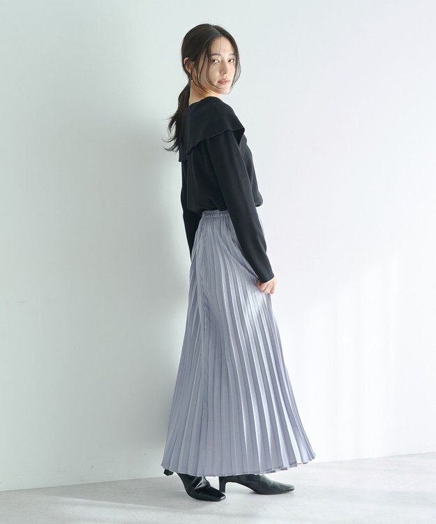 YECCA VECCA サテンプリーツスカート Ivory