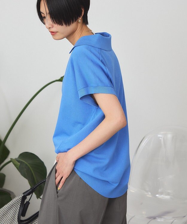 AMERICAN HOLIC フレンチスリーブスキッパールーズニットプルオーバー Blue