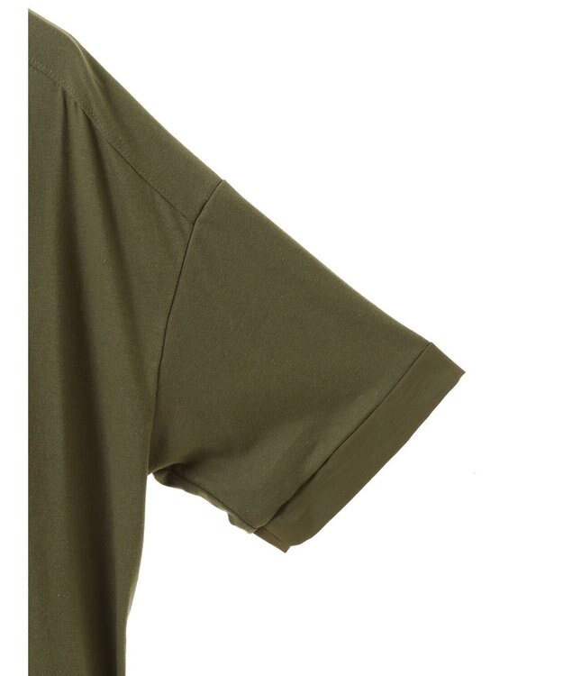 Green Parks 裾ドロスト５分袖ドッキングチュニック Khaki