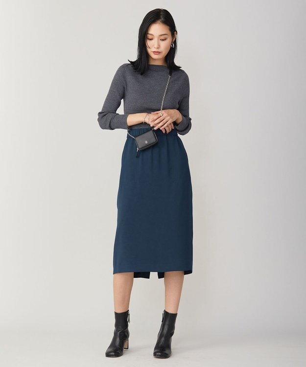 ICB 【洗える】エクストラファインメリノリブ ボートネックニット ミディアムグレー系