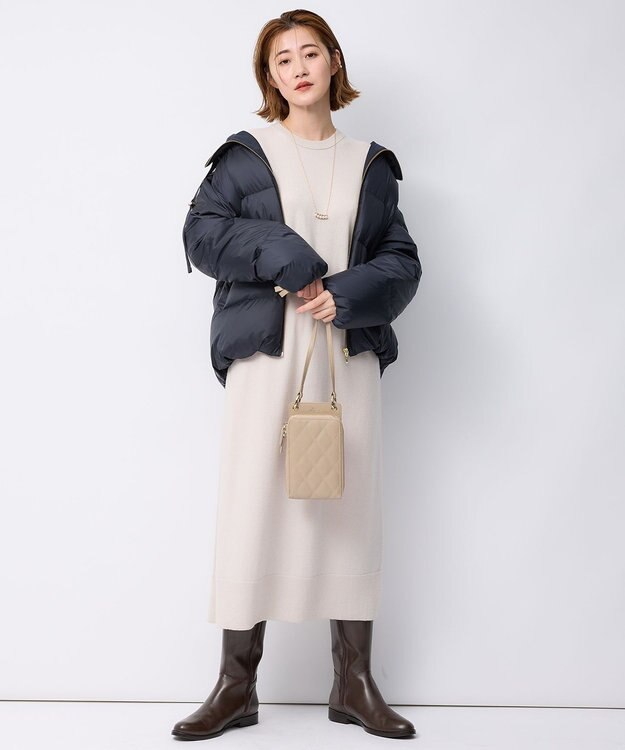 23区 【洗える】ウールカシミヤ ニットワンピース ベージュ系