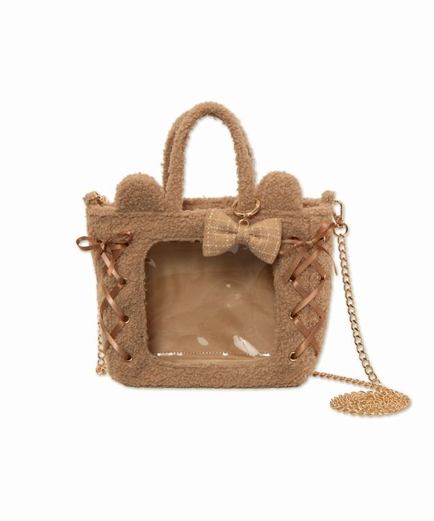 WEGO 【痛バ＆推し活グッズ】耳付きレースアップミニぬいショルダー ブラウン