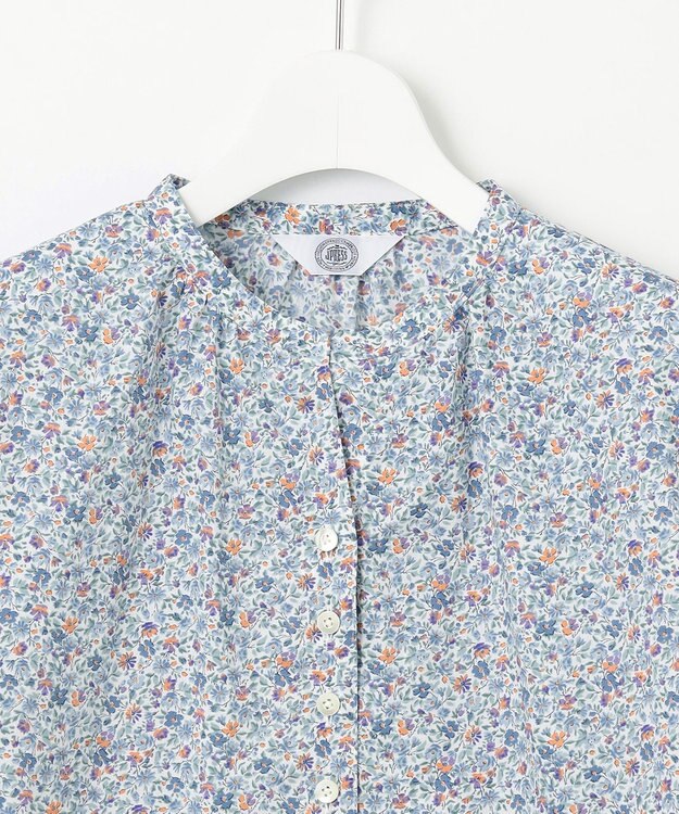 J.PRESS LADIES L 【洗える】Liberty Lilibet＆Hannah Rose バンドカラー ブラウス ブルー系5
