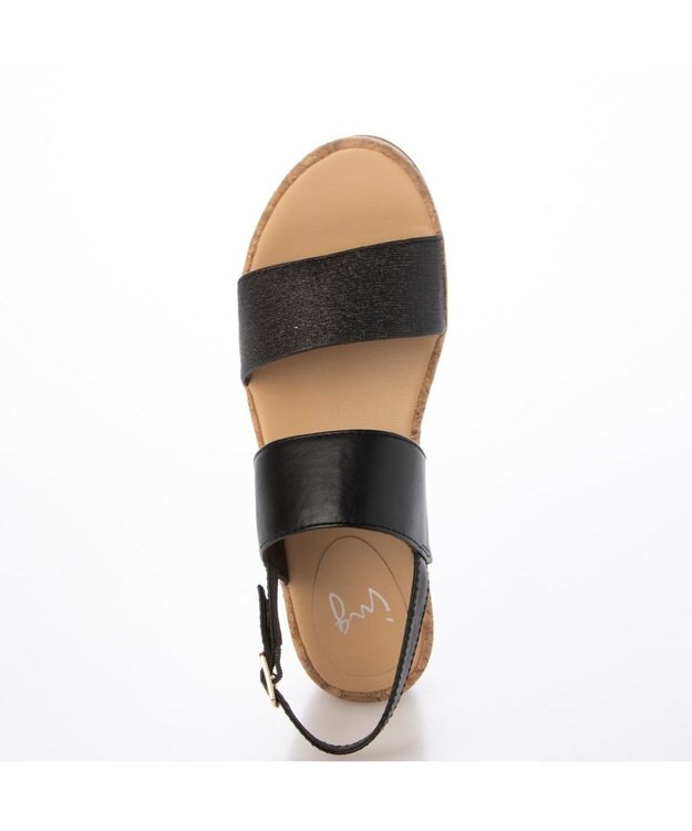 ing <ing>ダブルベルトウエッジサンダル ブラックカタオシ