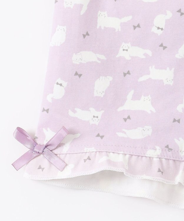 ANY KIDS 無地/総柄 1分丈スパッツ ラベンダー（ねこ）