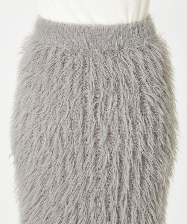 NAVE 【ReNAVE・洗える】メルティーシャギーニット スカート ライトグレー系