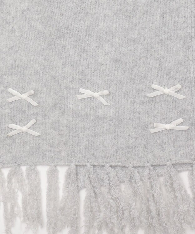 WEGO ベロアリボンニットストール ライトグレー