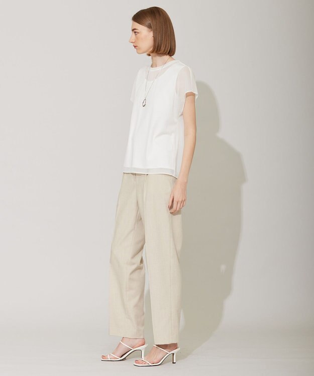 ICB L 【接触冷感・速乾・洗える】T.R.Liプレーンウィーブ ストレートパンツ フラックス系