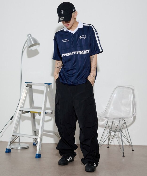 WEGO 【ユニセックス着用ITEM/MLサイズ展開】ラインゲームロゴT（SS） ネイビー
