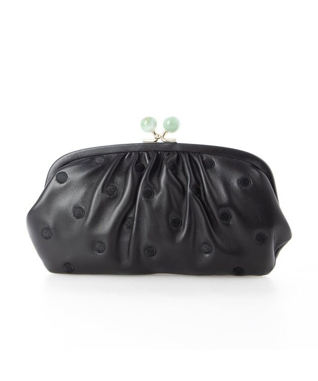 UNBILLION perche ジェムストーンがま口長財布 ブラックドット