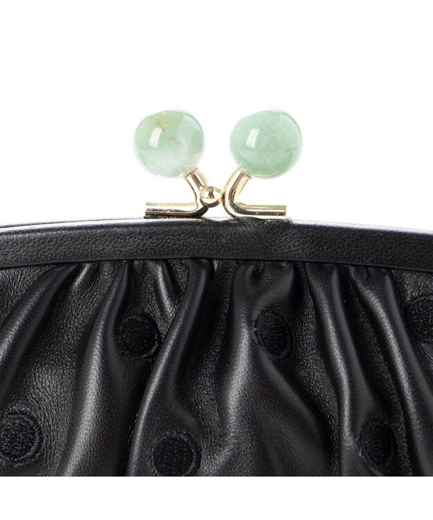 UNBILLION perche ジェムストーンがま口長財布 ブラックドット