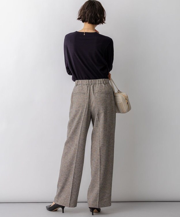 23区 L 【先行予約】ネオコンフォートストレッチ レーシーデザイン ニット ネイビー系