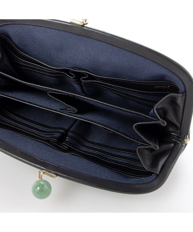 UNBILLION perche ジェムストーンがま口長財布 ブラックドット