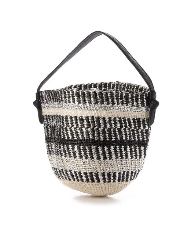 UNBILLION perche プラスティックサイザル×姫路レザー手提げトートバッグ ブラック