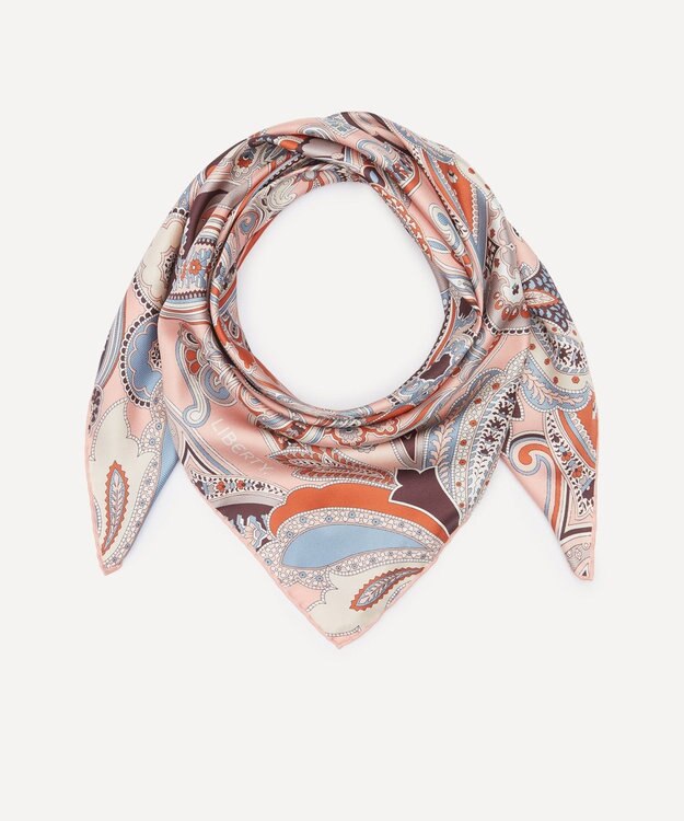 LIBERTY. ペイズリー ファンファーレ ジャカード シルクスカーフ 90 ピンク