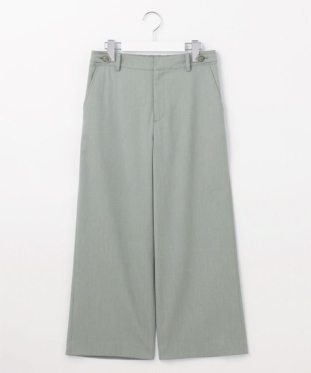 J.PRESS LADIES L 【洗える】シャークスキン セミワイド パンツ スモーキーグリーン系