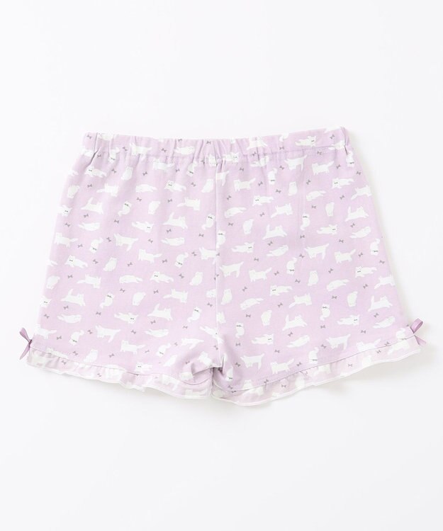 ANY KIDS 無地/総柄 1分丈スパッツ ラベンダー（ねこ）