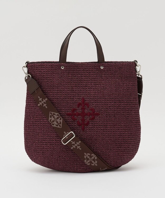 russet スリム2WAYトートバッグ <ナイロンラフィア>(CE-1717-WEB) Bordeaux