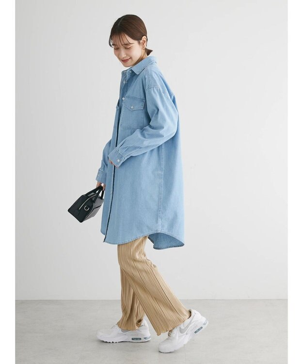 Green Parks ミディ丈デニムシャツワンピース Light Indigo