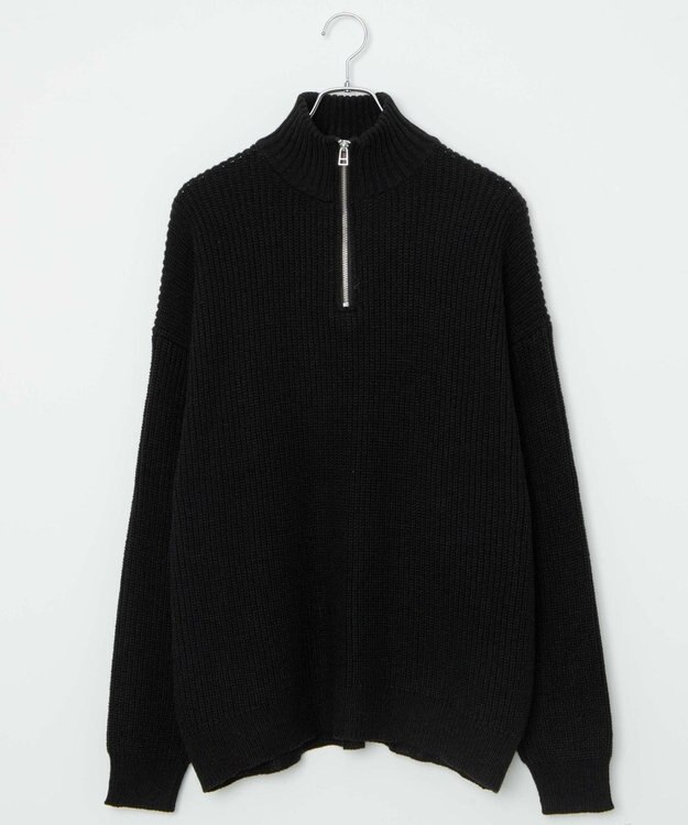 WEGO オーバーフィットハーフジッププルオーバー ブラック